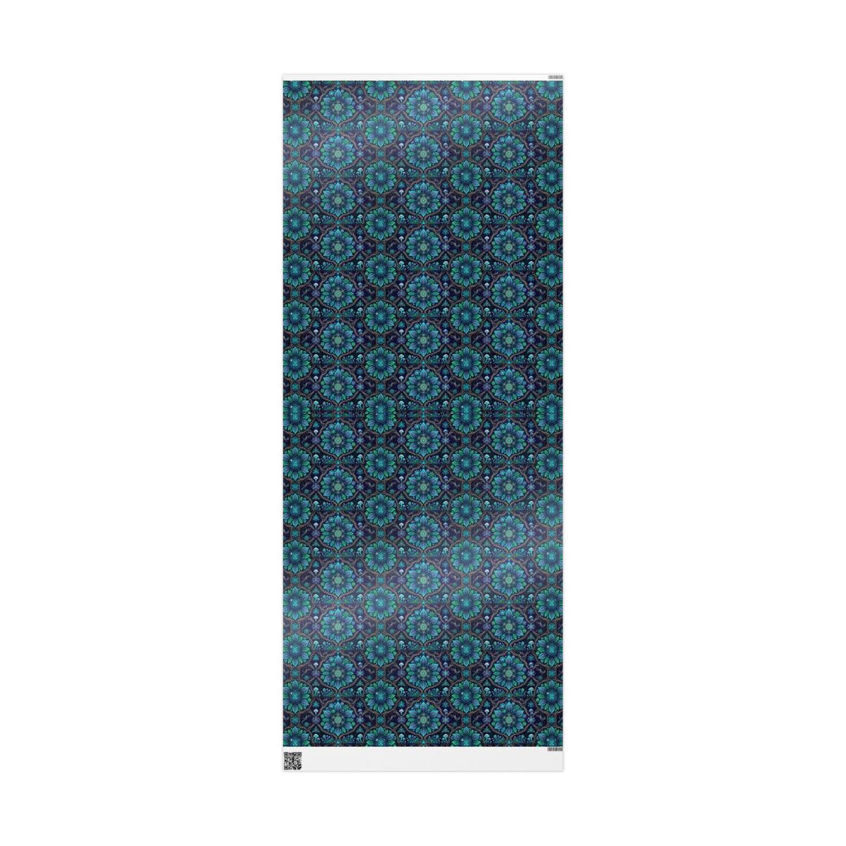 Teal Floral Mandala Wrapping Paper | Gift Wrap Roll, Botanical Pattern, Hippie Christmas wrapping paper, boho gift wrap, Deadhead present
