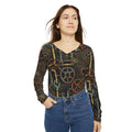 Steampunk Gears and Pipes Long Sleeve V-Neck Shirt | Industrial Mechanical Pattern