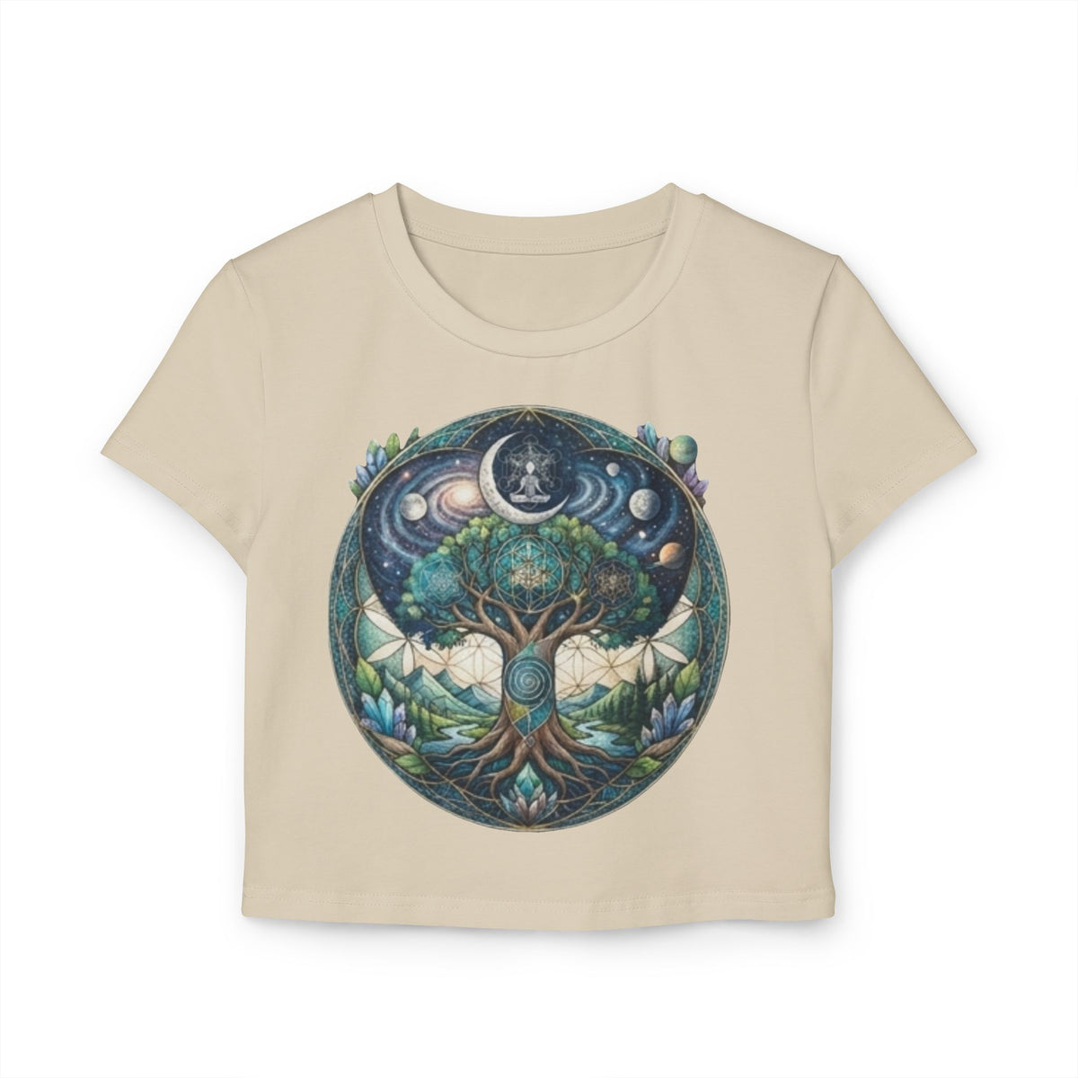 Tree of Life Mandala Crop Tee | Celestial Nature Graphic Tee