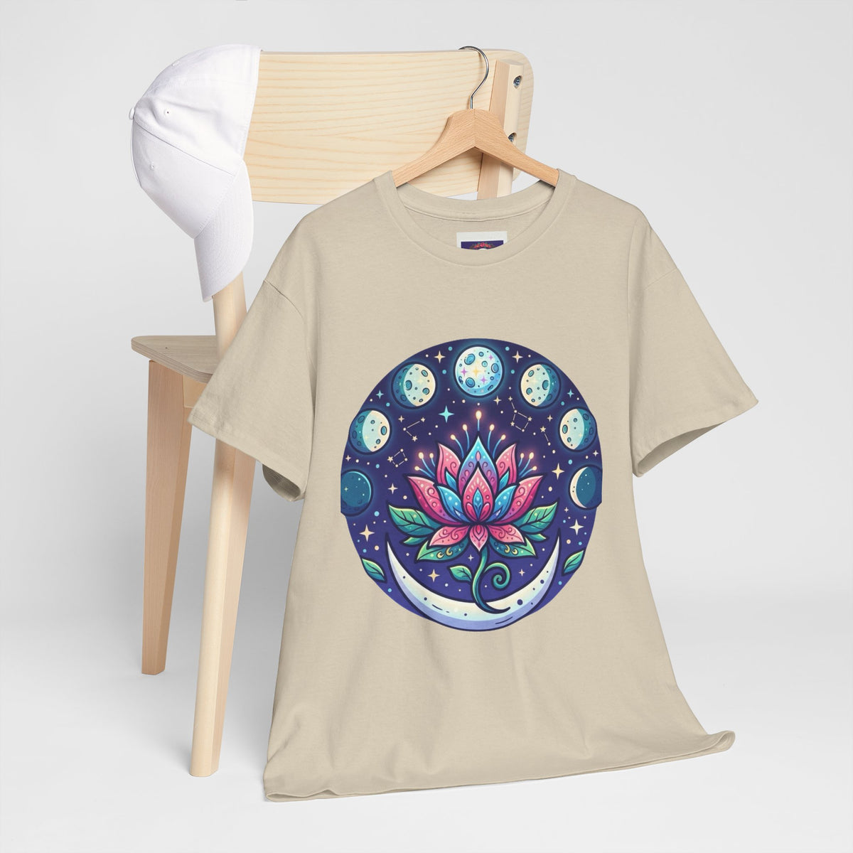 Lotus Moon Phase T-Shirt | Floral Mandala, Celestial Yoga Tee