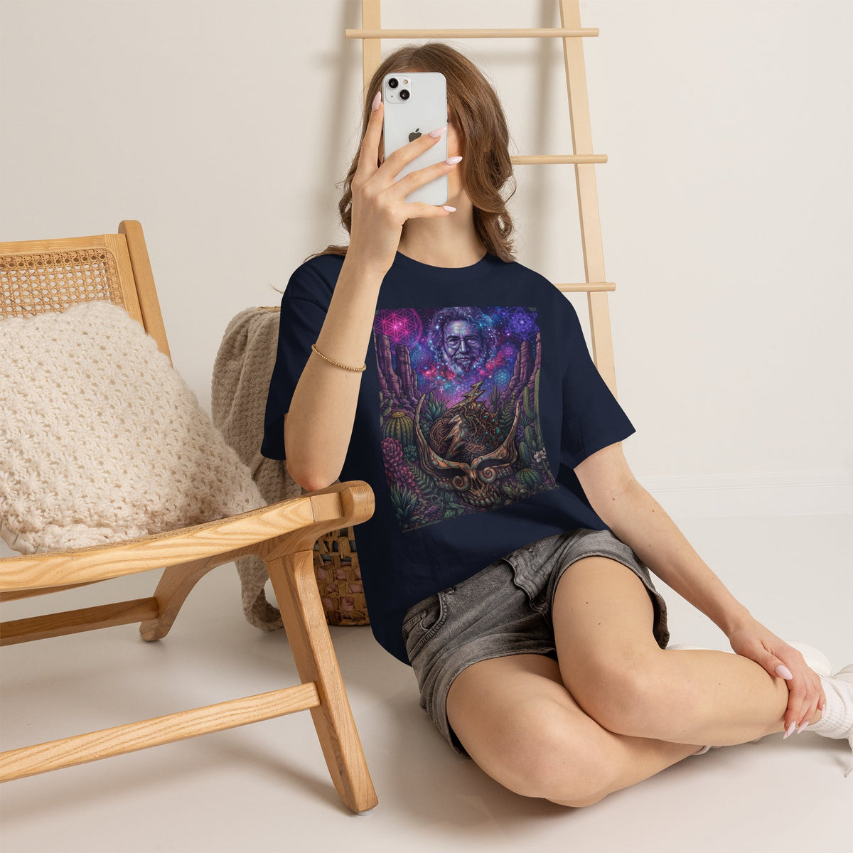 Cosmic Desert Skull Tee | Psychedelic Southwest Nightscape,Deadhead gift
