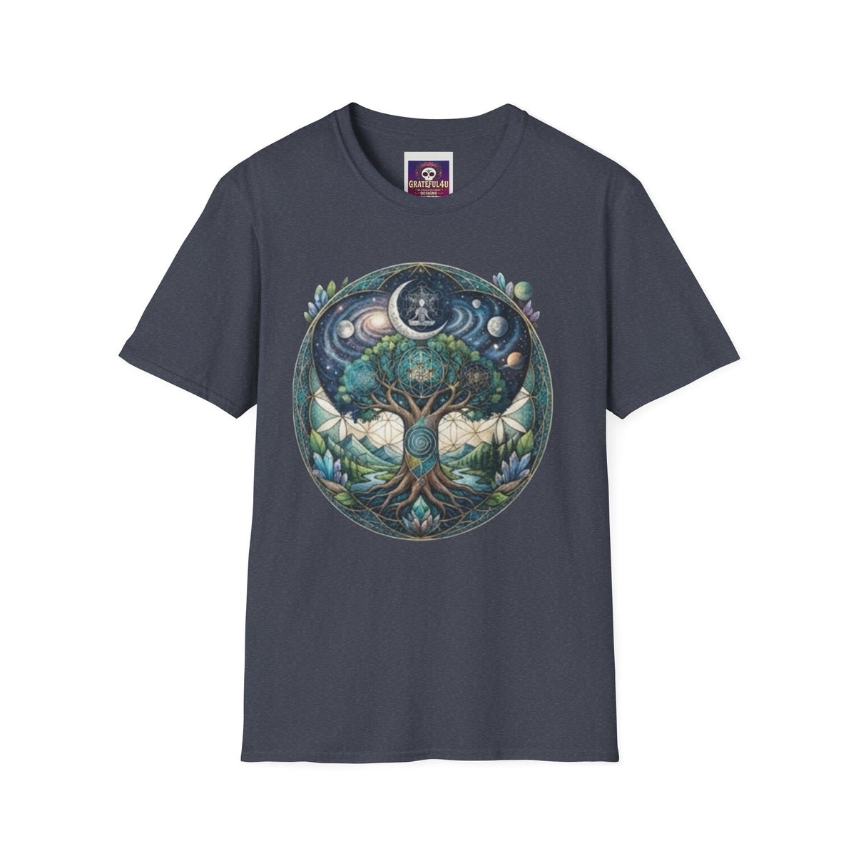 Tree of Life mandala T-Shirt | cosmic moon phases, nature circle art