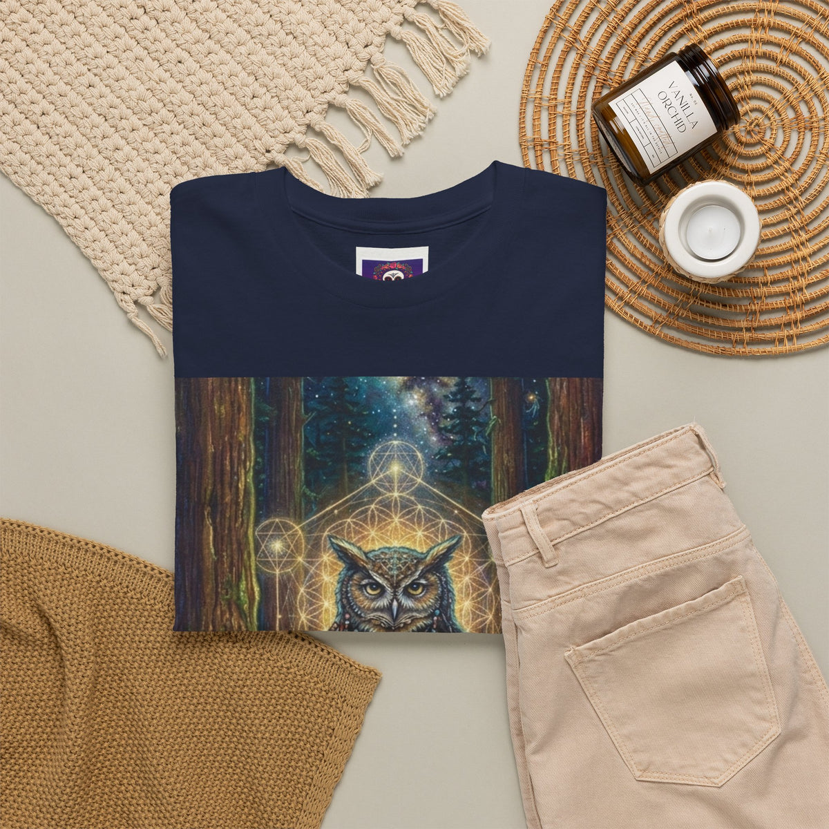 Mystic Owl Forest Illustration T-Shirt | Spiritual Nature Art