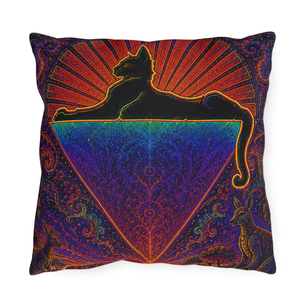 cats down under the stars outdoor pillow | Grateful Dead inspired