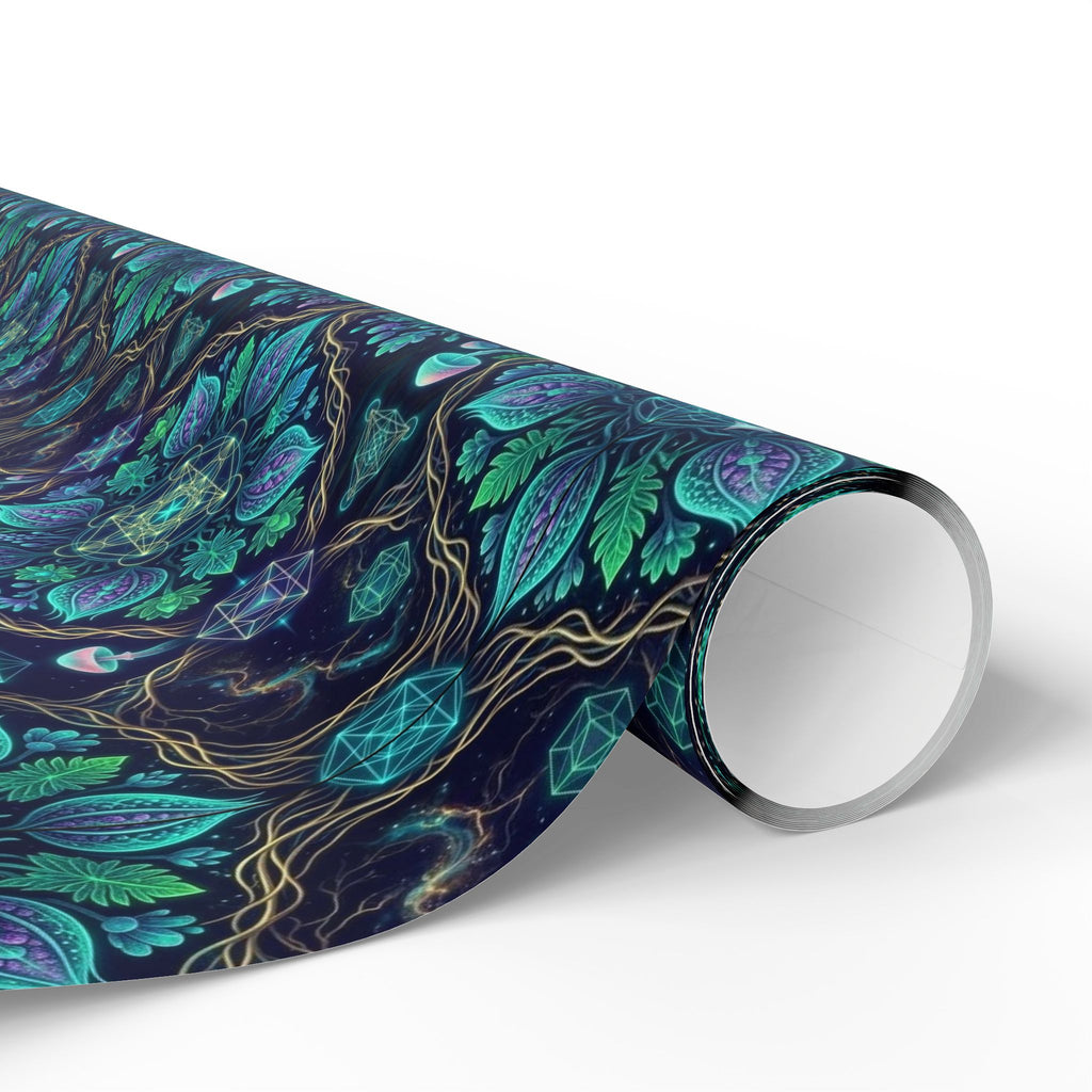 Teal Floral Mandala Wrapping Paper | Gift Wrap Roll, Botanical Pattern, Hippie Christmas wrapping paper, boho gift wrap, Deadhead present