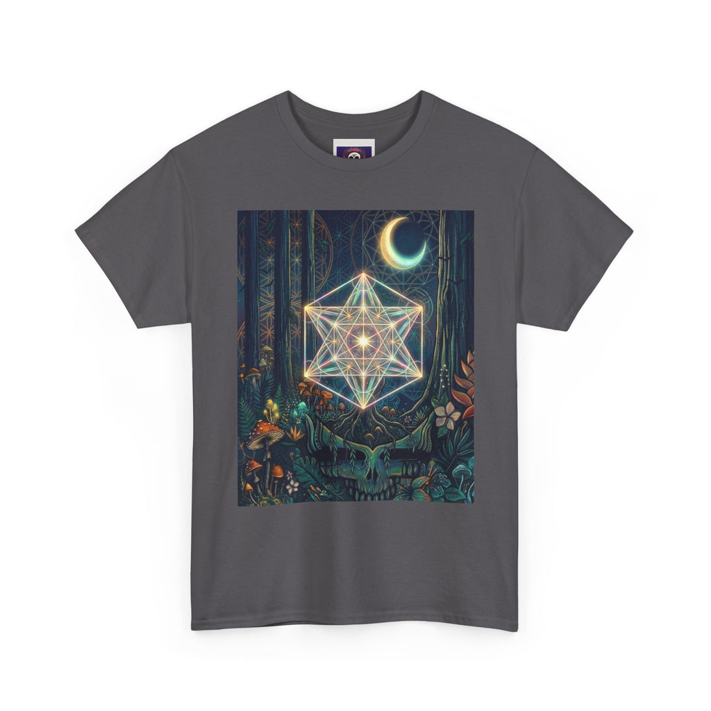 Sacred Geometry Star with Moon T-Shirt | Mystic Skull Forest Design, deadhead gift