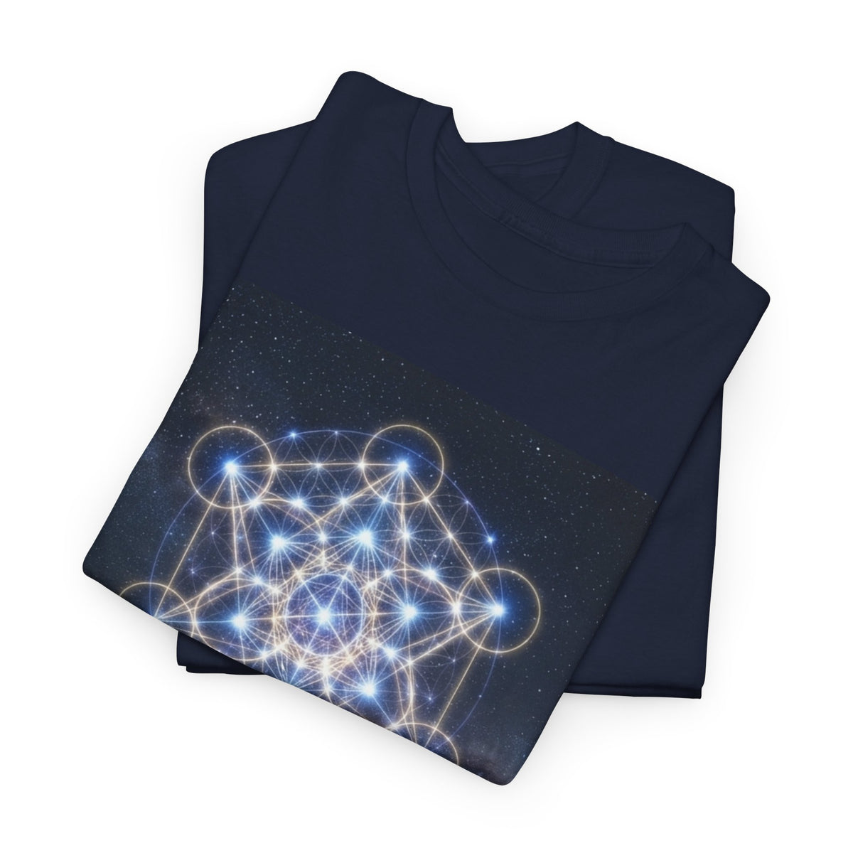 Sacred Geometry Star Pattern T-Shirt | Metatron Cube Night Sky