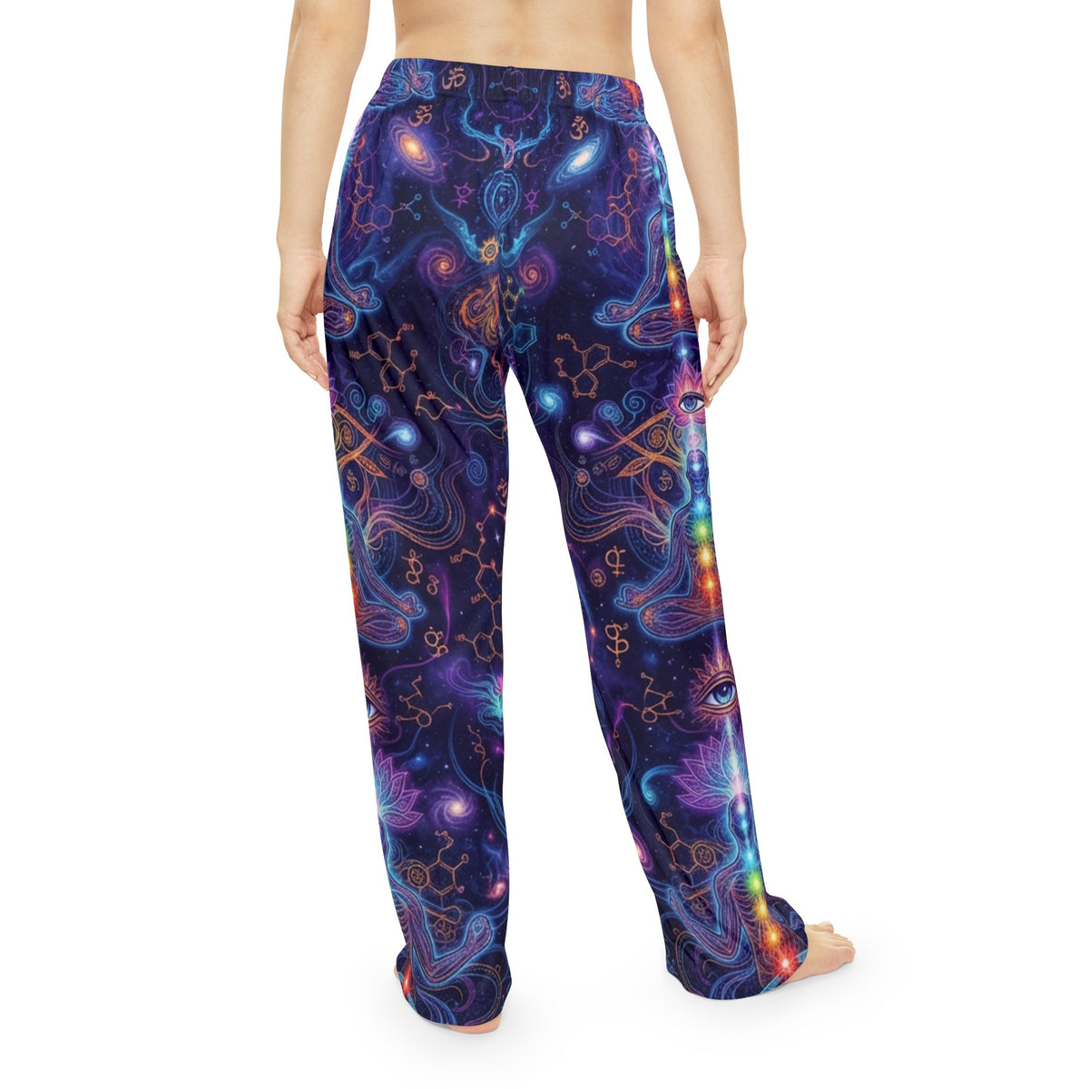 Cosmic Chakra Pattern Pajama Pants | Psychedelic Galaxy Loungewear All Over Print Trippy Sleep Bottoms