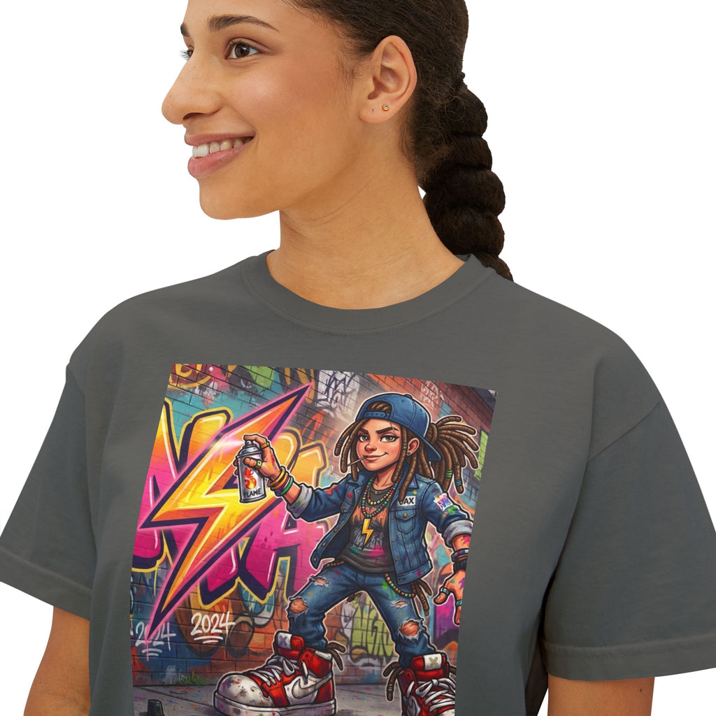 Skateboard Girl Graffiti Skate Tee | Boxy Crop Tee