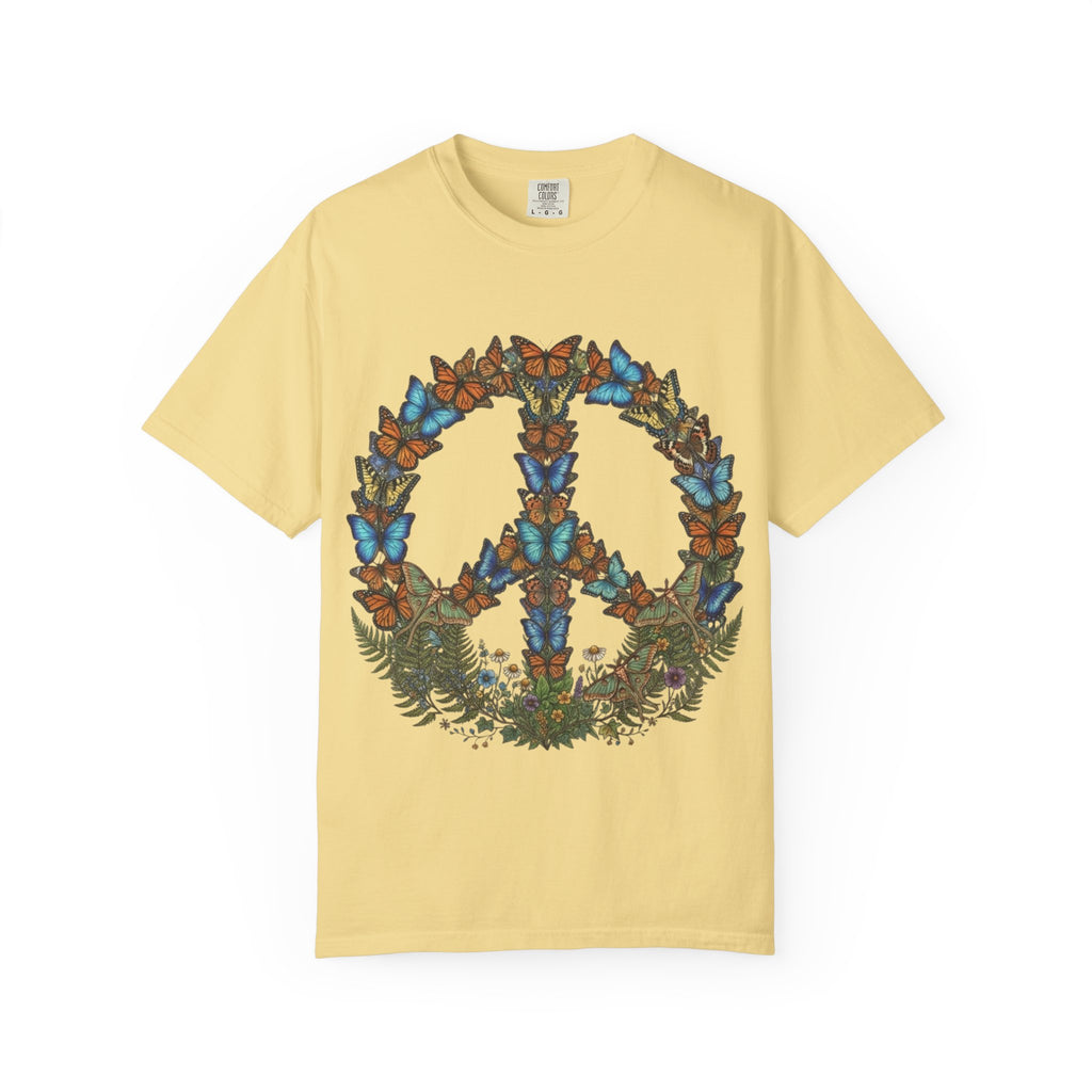 Butterfly Peace Sign T-Shirt | Floral Peace Symbol Tee