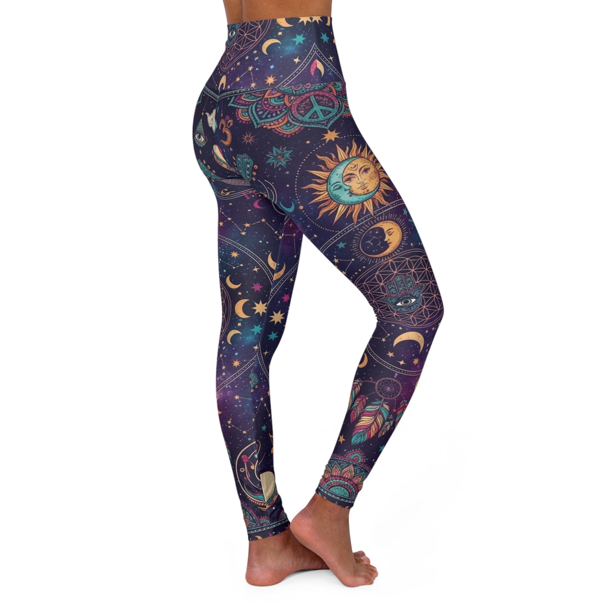 Celestial Moon & Mandala Leggings High Waisted Yoga Leggings | Cosmic Yoga Pants