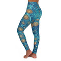 Teal Gold Mandala Pattern Leggings | High Waisted Yoga Leggings