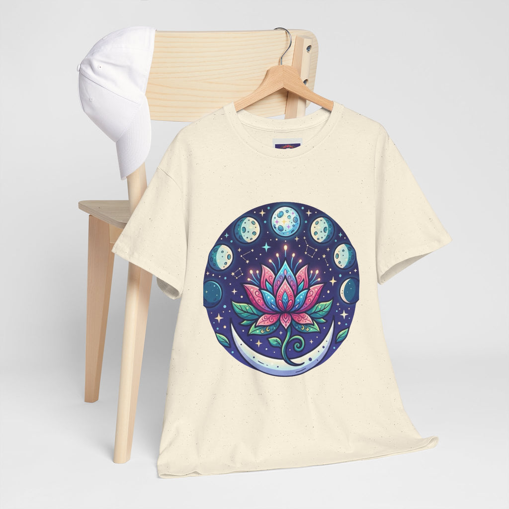 Lotus Moon Phase T-Shirt | Floral Mandala, Celestial Yoga Tee