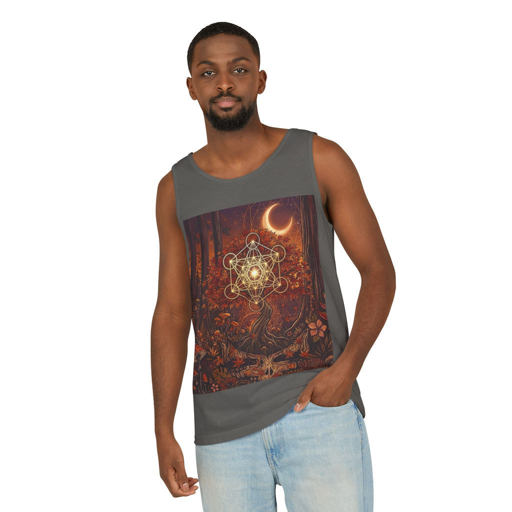 Mystical Forest Moon Metatron's Cube Tank Top | Sacred Geometry Nature