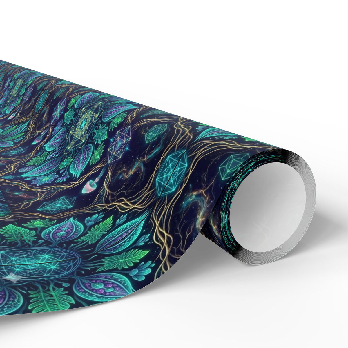 Teal Floral Mandala Wrapping Paper | Gift Wrap Roll, Botanical Pattern, Hippie Christmas wrapping paper, boho gift wrap, Deadhead present