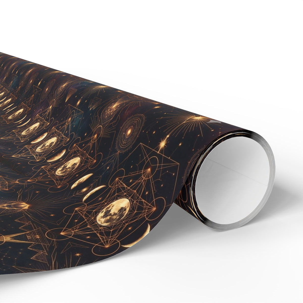 Gold Geometric Orb Pattern Wrapping Paper | Celestial Abstract Gift Wrap