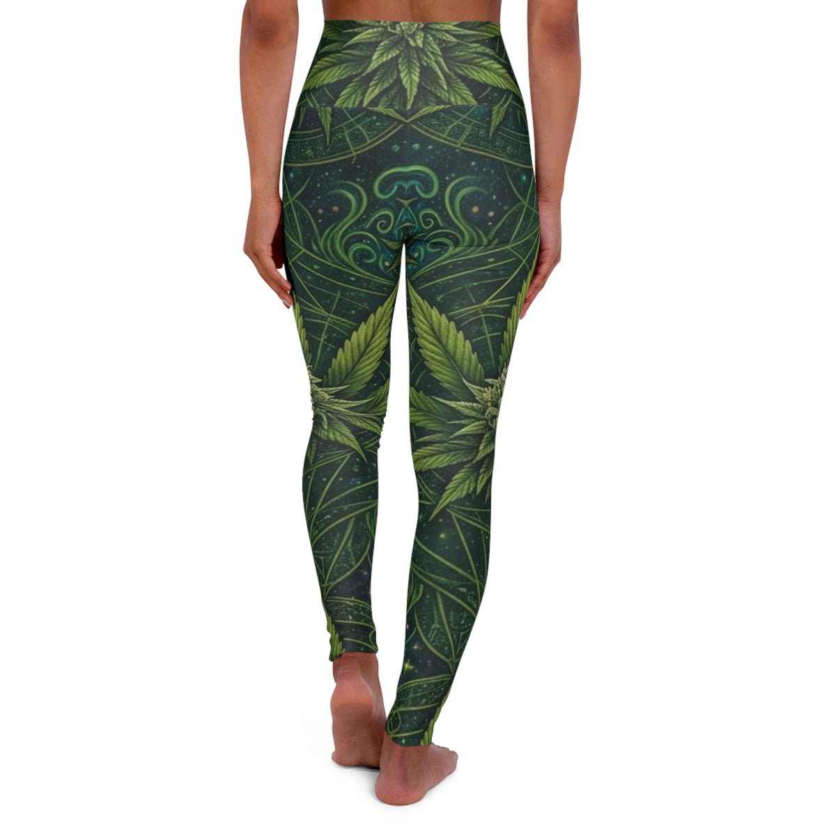 Cannabis High Waisted Yoga Leggings (AOP)