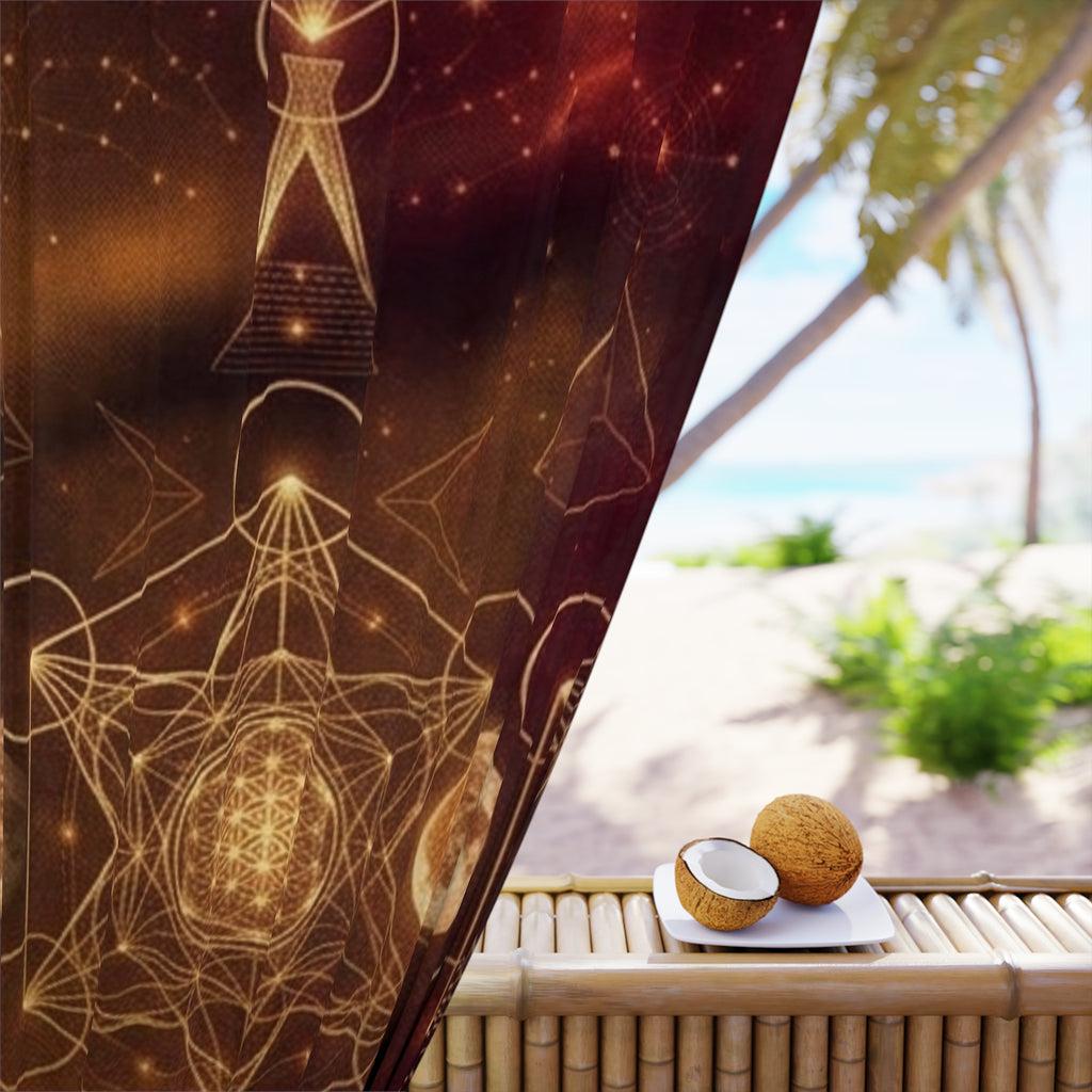 Sacred Geometry Moon Crystal Window Curtain | Boho Spiritual Tapestry