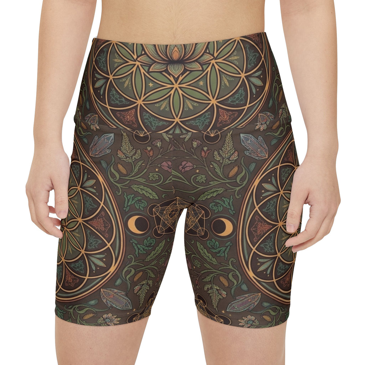 Sacred Geometry Floral Pattern Workout Shorts