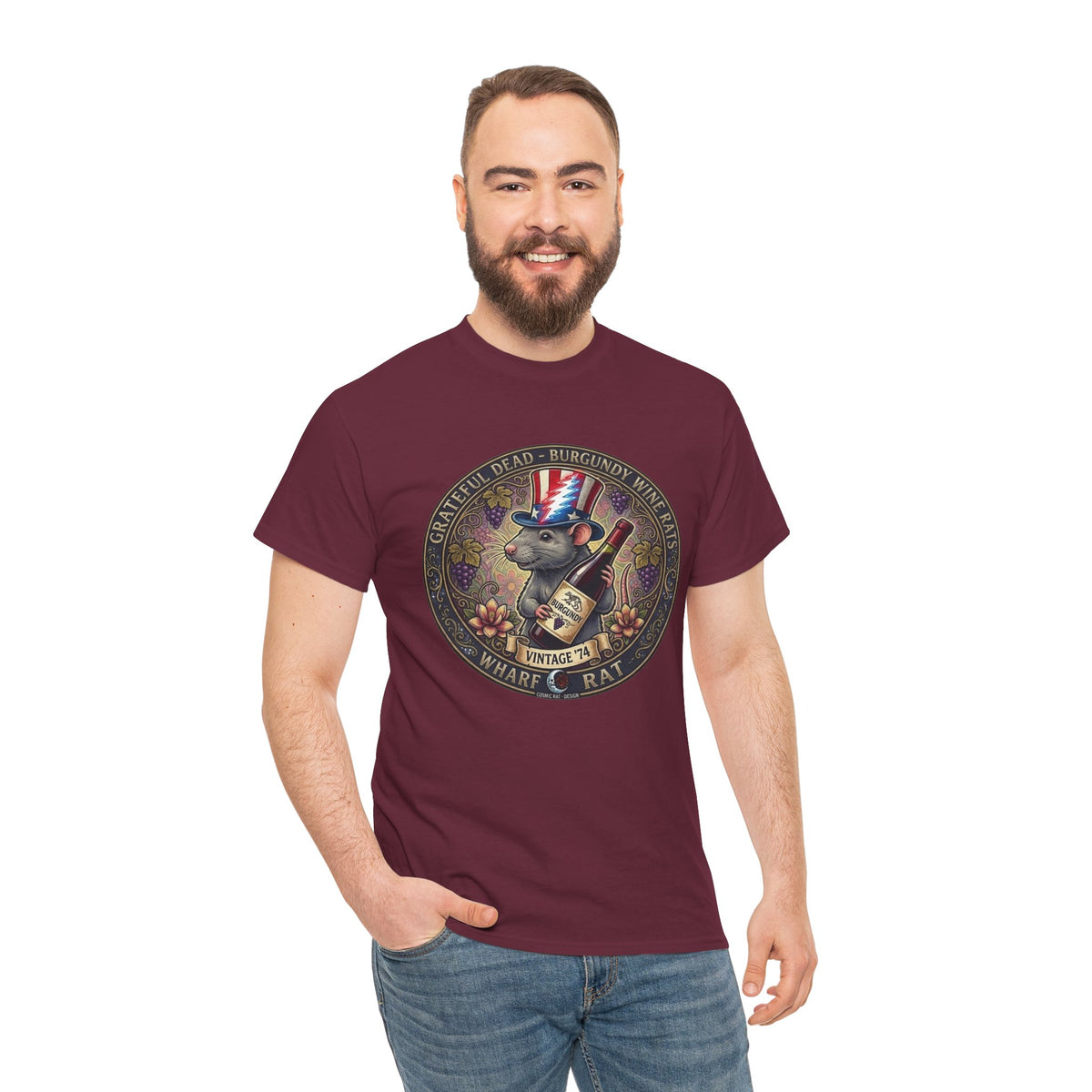 Wharf Rat Graphic Tee | Vintage Americana rat with top hat and bottle