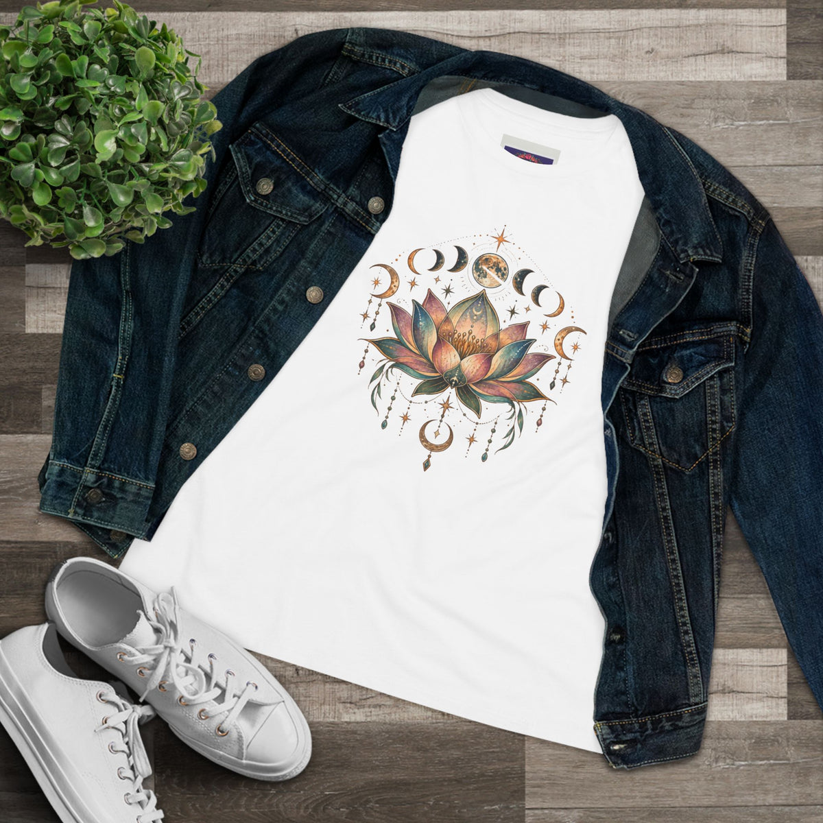 Lotus Moon Phases Tee | Floral Mandala T-Shirt, Boho, Yoga tee, Meditation top, Gift for her, Deadhead, Divine Goddess, Burning man
