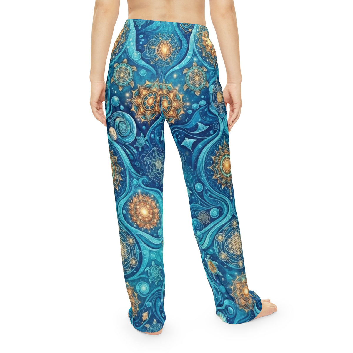 Blue Mandala Swirl Pajama Pants | Celestial Pattern Lounge