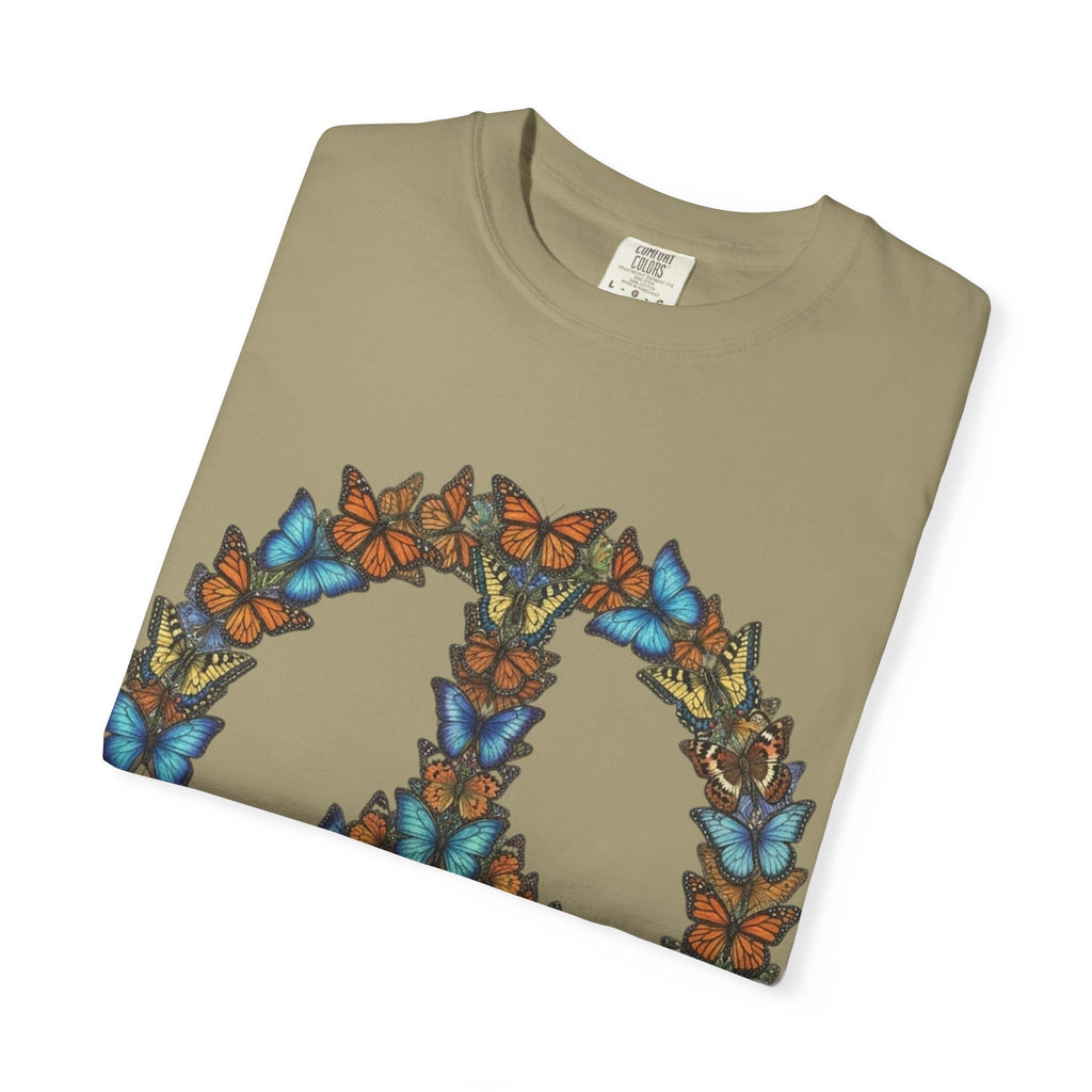 Butterfly Peace Sign T-Shirt | Floral Peace Symbol Tee