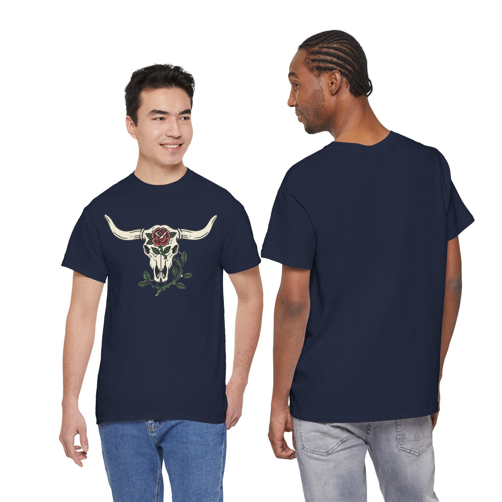 Bull Skull with Rose Tee | Western Floral Skull Shirt