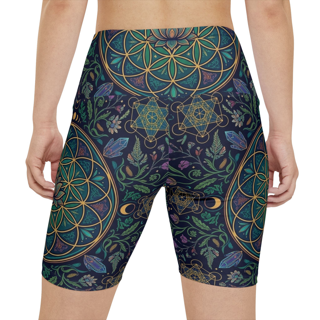 Floral Sacred Geometry Shorts | Women's Workout Shorts
