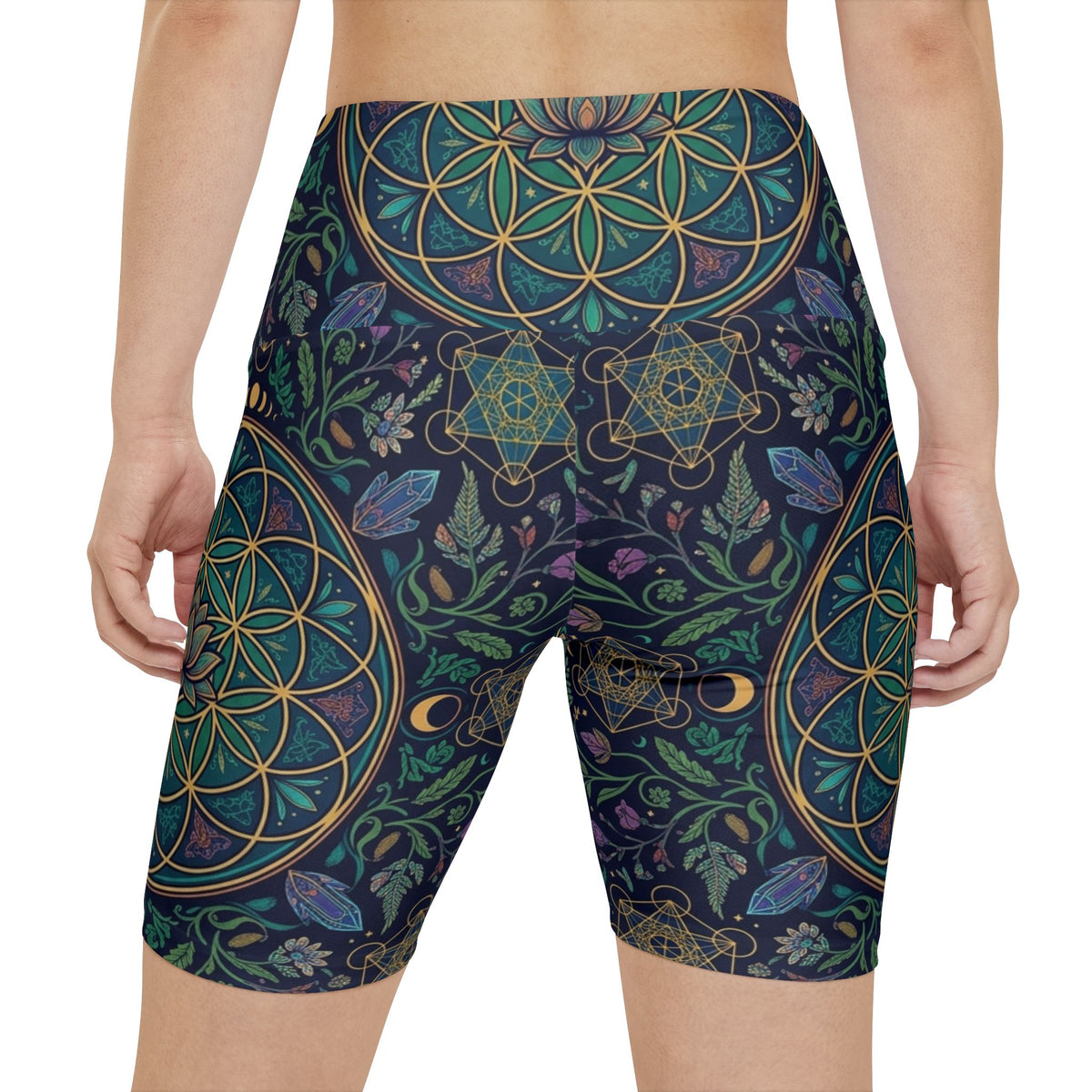Floral Sacred Geometry Shorts | Women's Workout Shorts