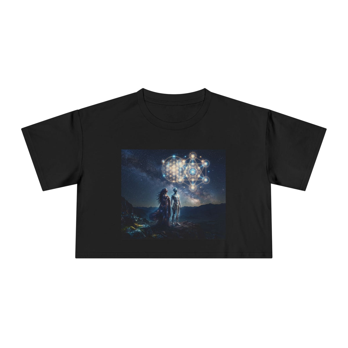 Stargazers Night Sky Crop Tee | Cosmic Constellation Art