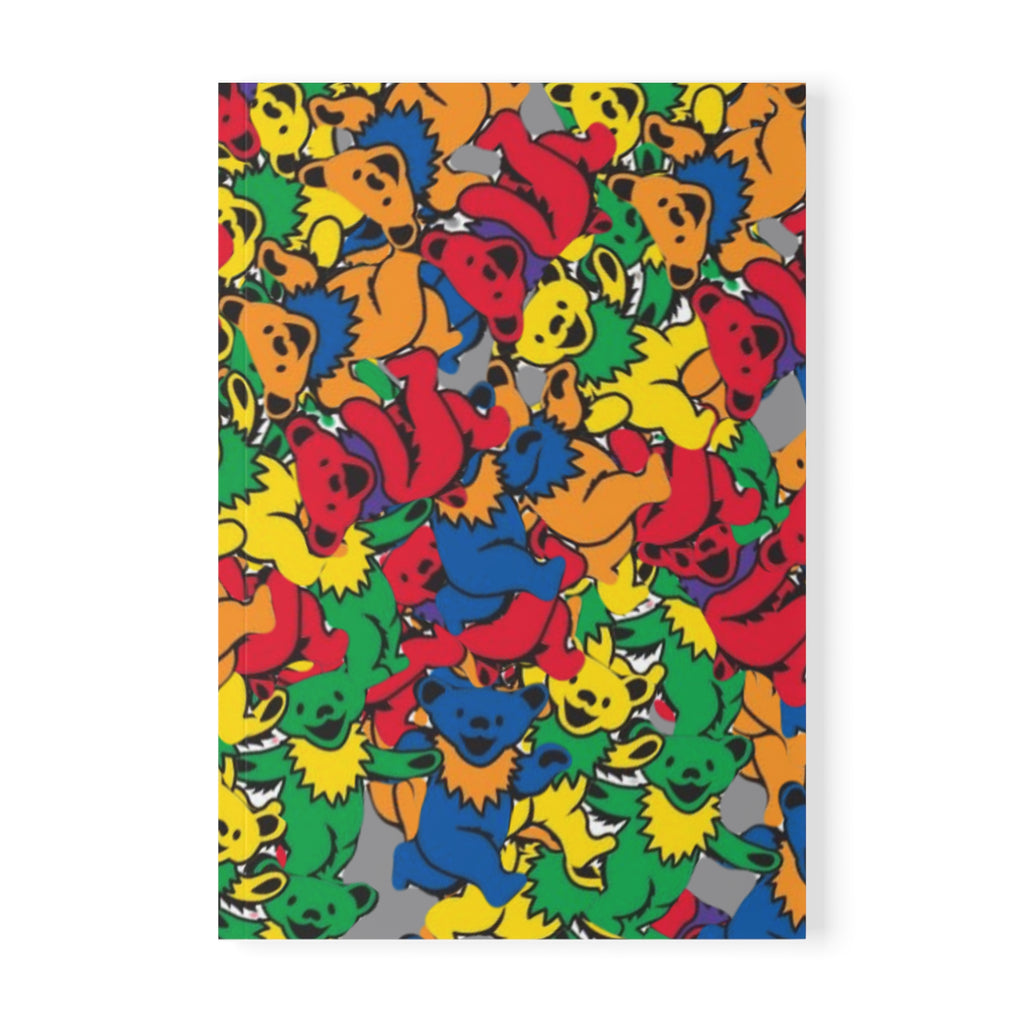 Colorful Animal Softcover Notebook, A5 | Journal for Kids, Creative Writing, Grateful Dead bear tie-dye
