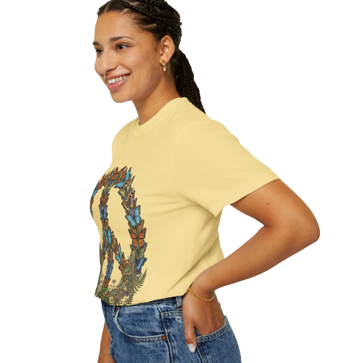 Butterfly Peace Sign T-Shirt | Floral Peace Symbol Tee