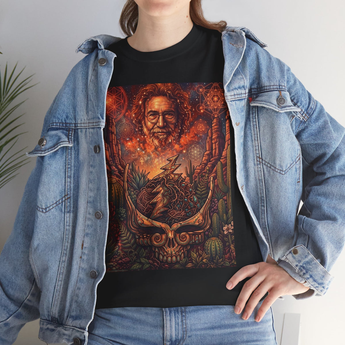 Grateful Dead Skull and Roses Tee | Psychedelic Jerry Garcia Portrait,deadhead gift