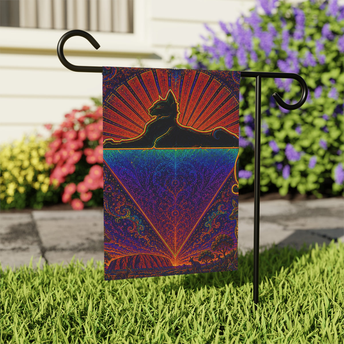 Grateful Dead Cat Pyramid Garden & House Banner | Psychedelic Steal Your Face Flag