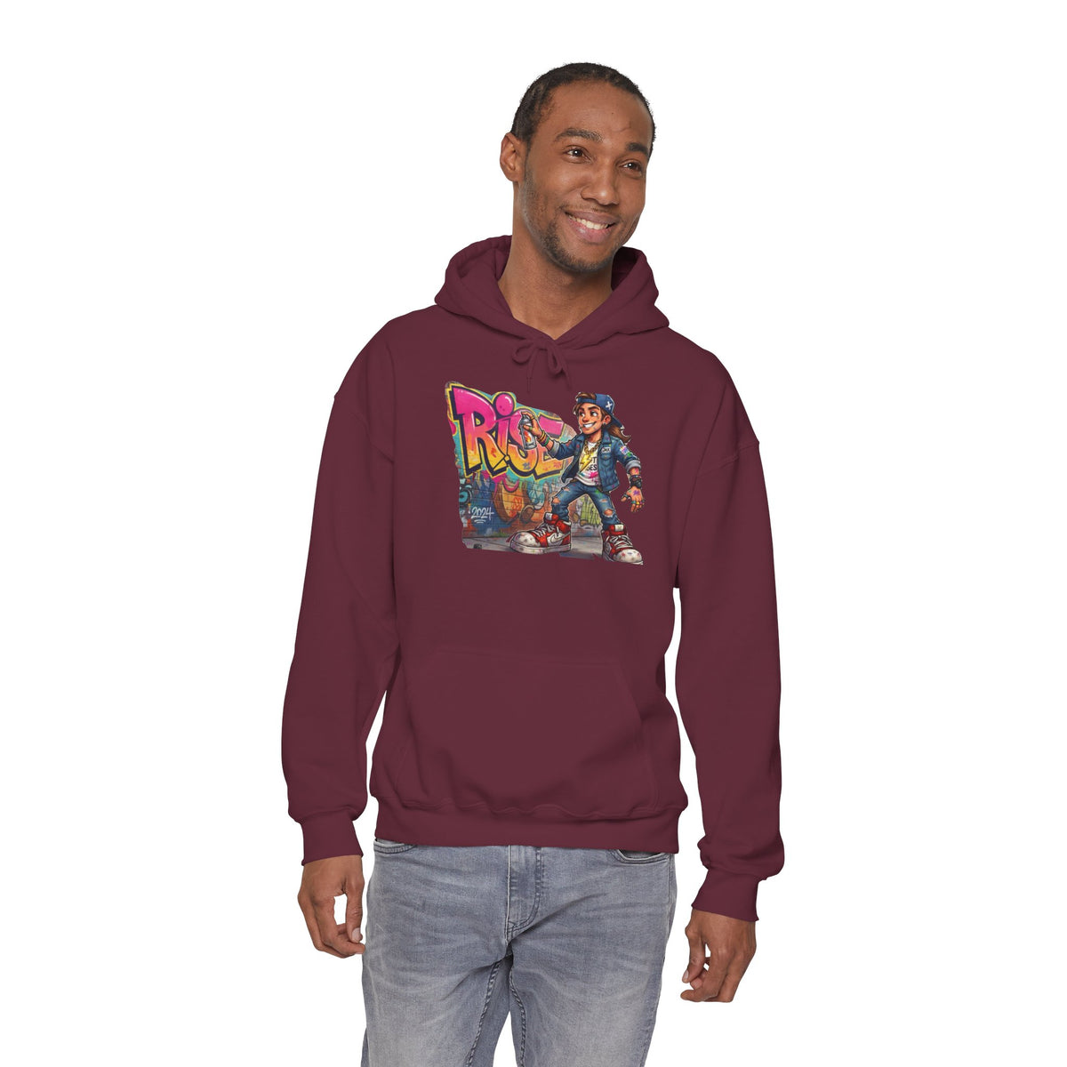 Retro Graffiti Kid Hoodie | Skate Street Art Pullover