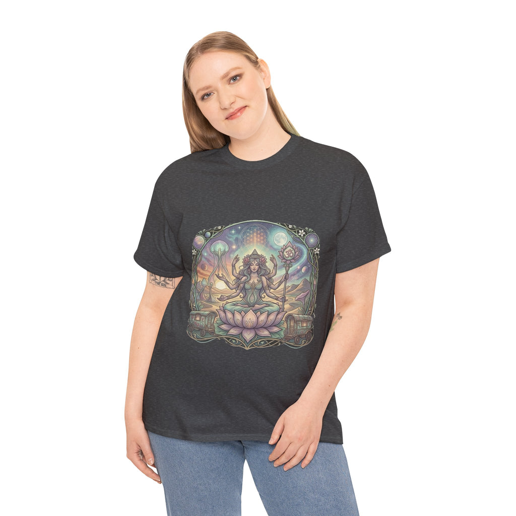 Buddha Meditation Yoga Shirt  Mandala Graphic T-Shirt for Men & Women, Sacred Geometry Lotus Flower Top, Festival Clothing