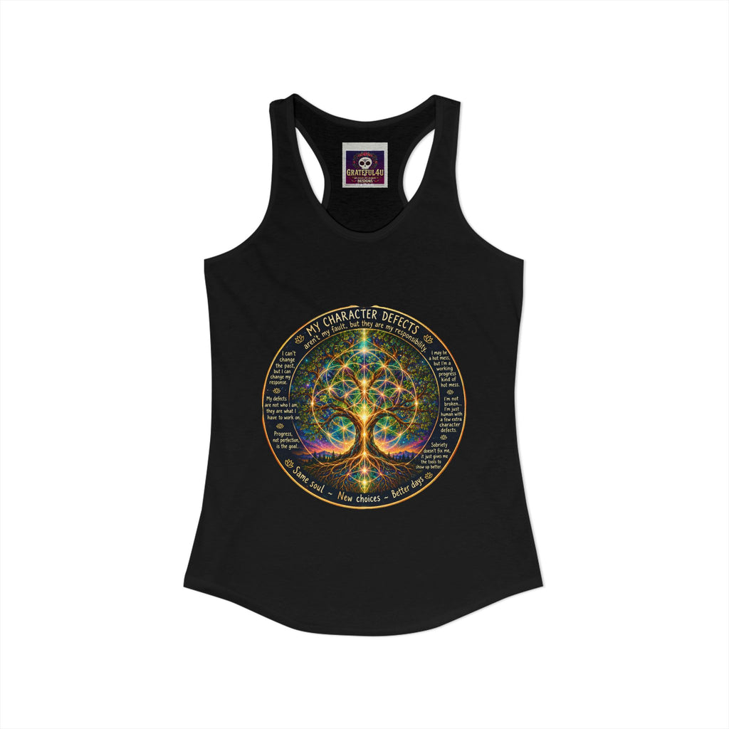 NA Recovery Quotes Tree of Life Racerback Tank Top | Spiritual Mandala Workout Fellowship Slogan Trippy Fitness Top