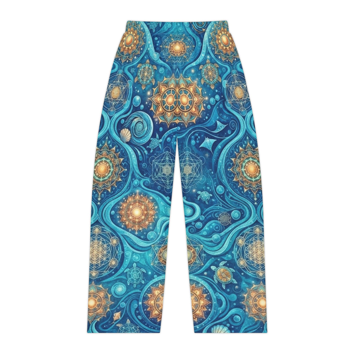 Blue Mandala Swirl Pajama Pants | Celestial Pattern Lounge