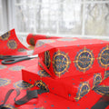 Deadhead Stars Wrapping Paper | Red Holiday Roll, grateful dead inspired