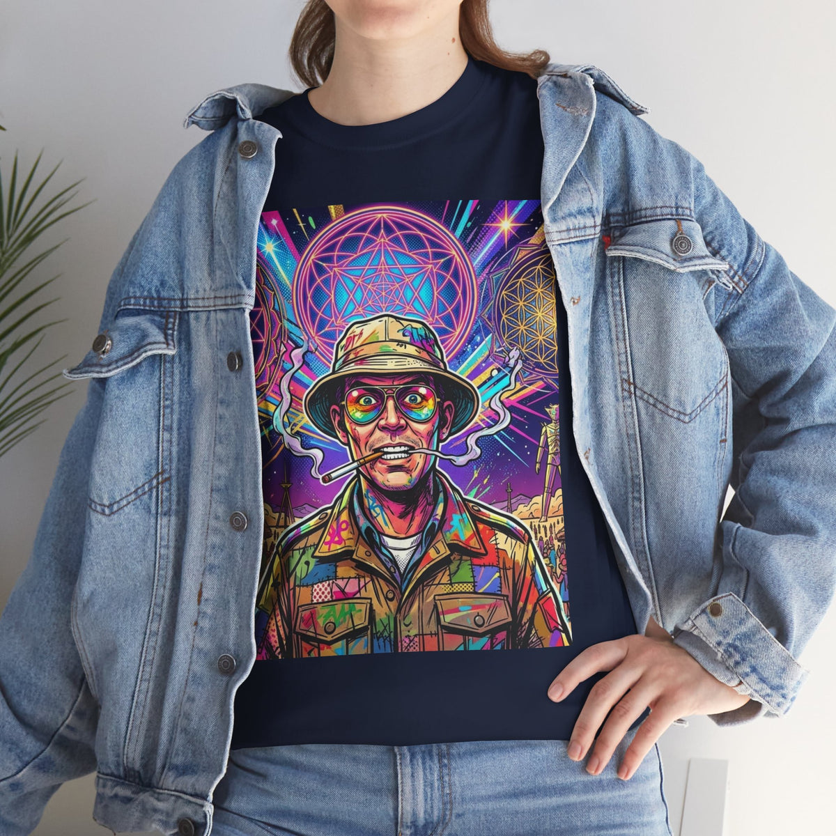 Psychedelic Hunter Portrait Tee | Trippy Soldier Art, Neon Mandala, Deadhead gift