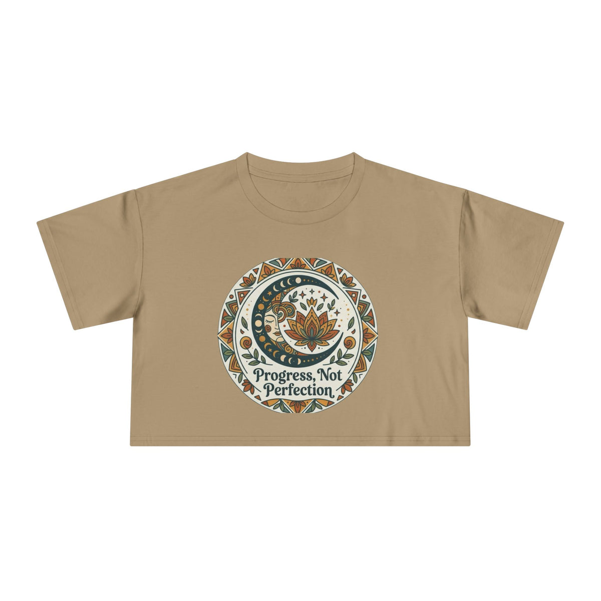 Progress Not Perfection Floral Mandala Crop Tee
