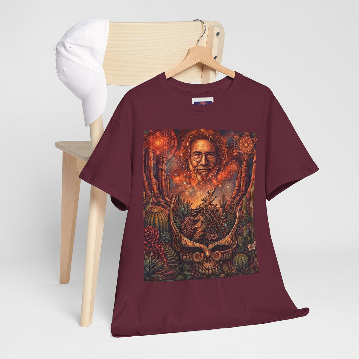 Grateful Dead Skull and Roses Tee | Psychedelic Jerry Garcia Portrait,deadhead gift
