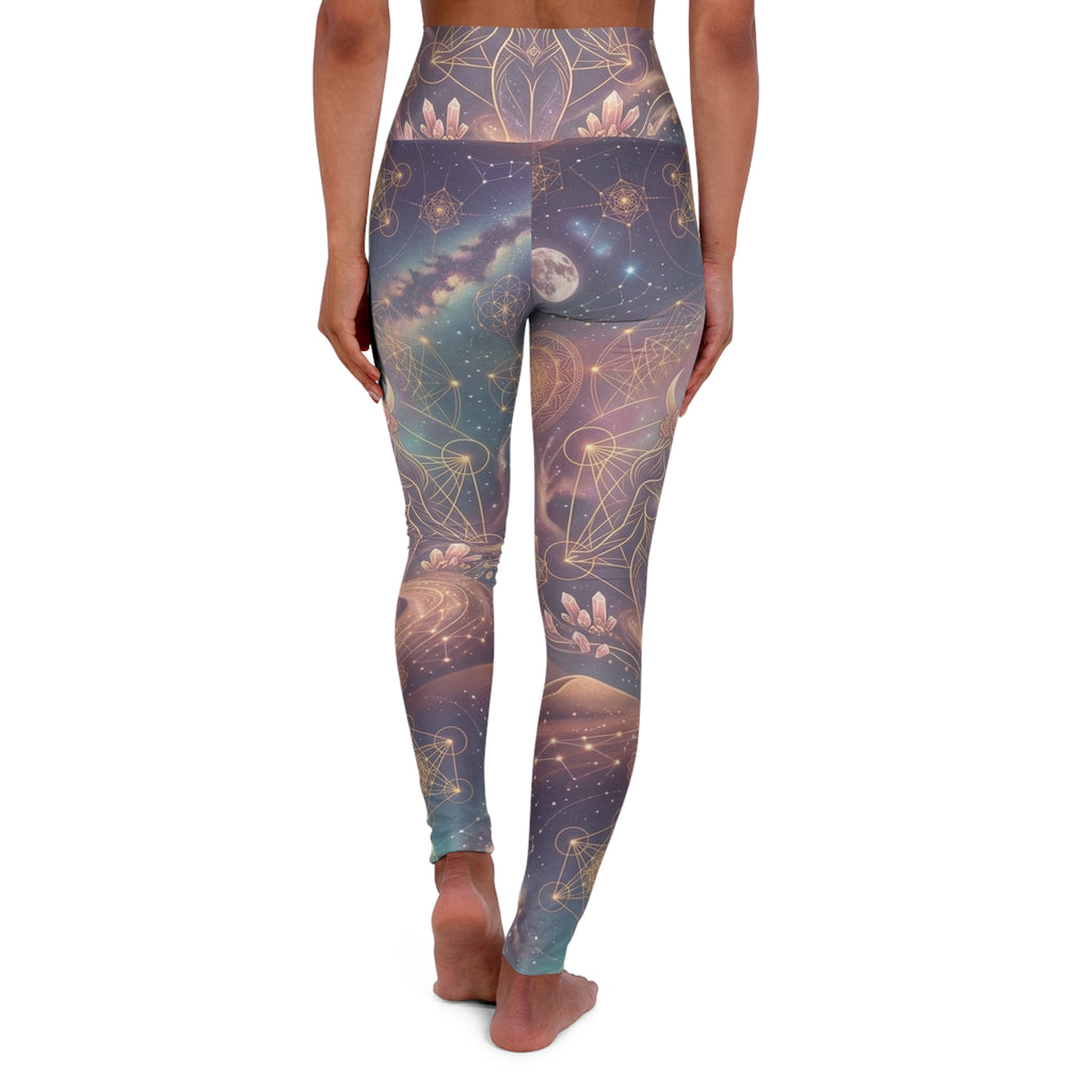 Celestial Moon & Galaxy Leggings High Waist Yoga Leggings | Space Mystic Pattern
