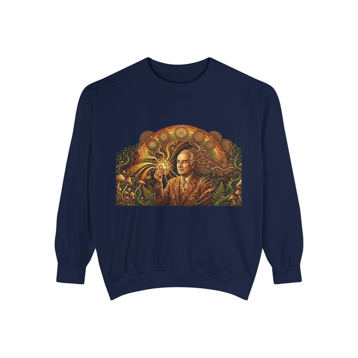 Albert Hoffman , deadhead style, burning man vision quest  Portrait Sweatshirt | Floral Sunburst Illustration