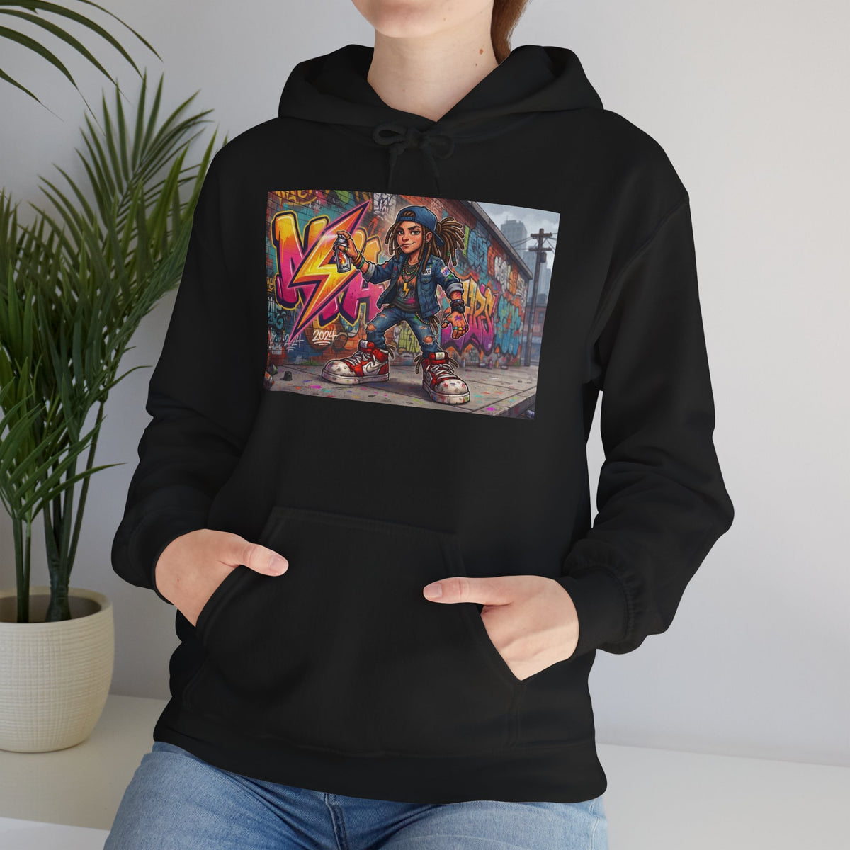 Graffiti Skater Kid Hoodie | Street Art Skateboard Sweatshirt