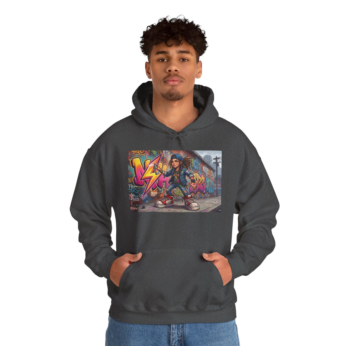 Graffiti Skater Kid Hoodie | Street Art Skateboard Sweatshirt