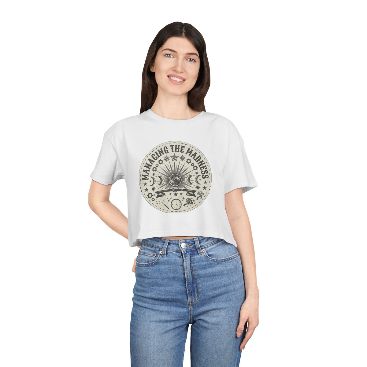Moon Phases Mandala Crop Tee | Astrological Celestial Design