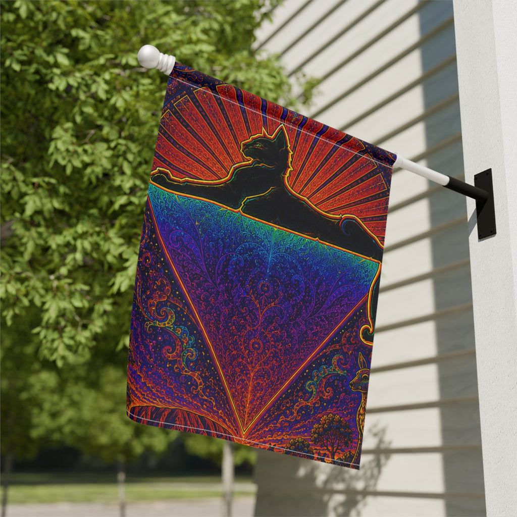 Grateful Dead Cat Pyramid Garden & House Banner | Psychedelic Steal Your Face Flag