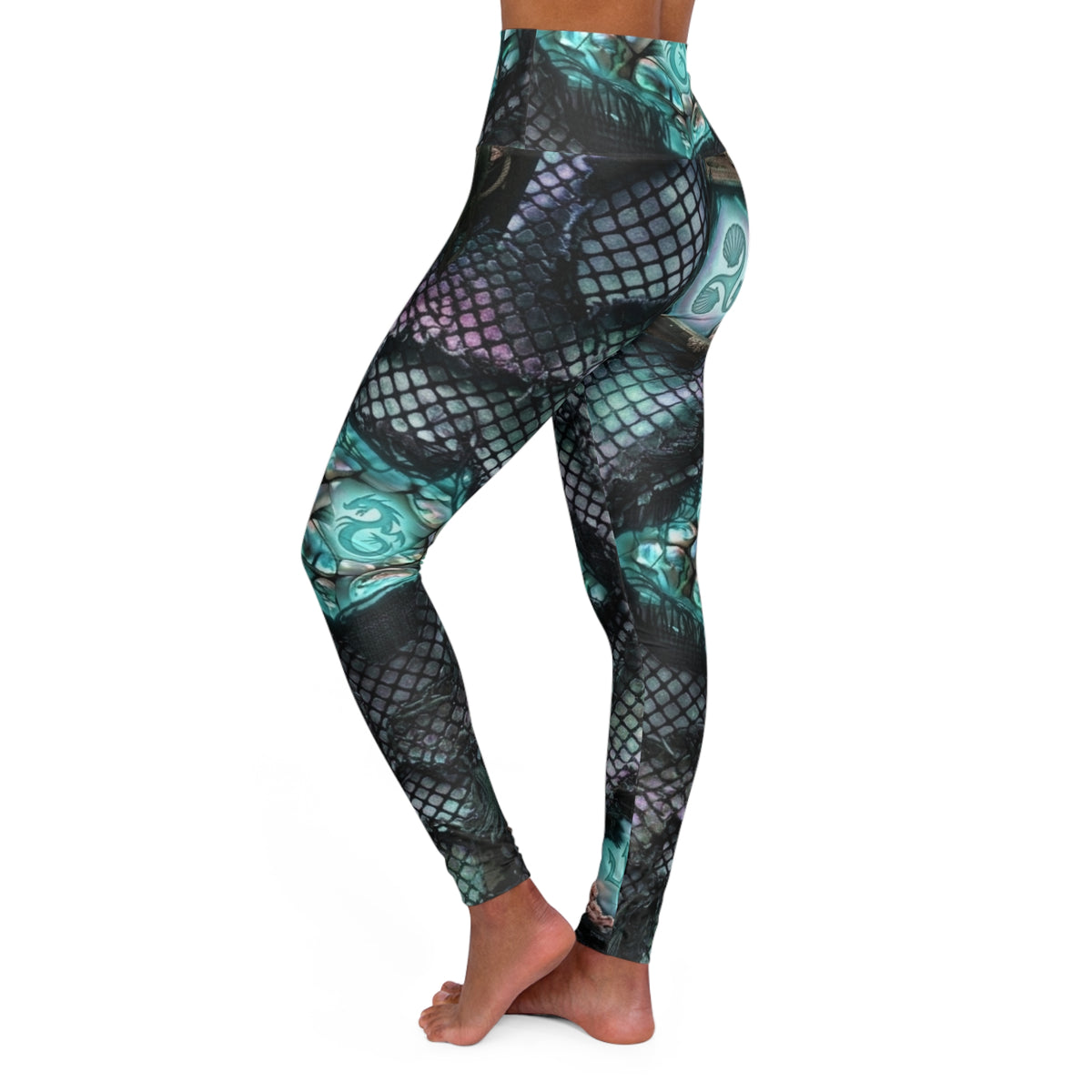 Teal Celtic Knot Yoga Leggings | High Waisted Leggings